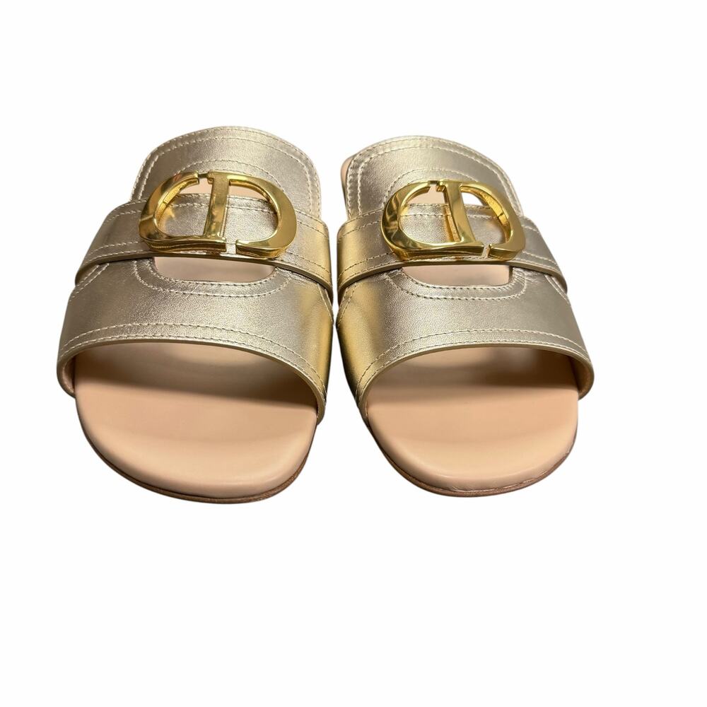 NEW Christian Dior 30 Montaigne Slide Sandal Platinum Gold Womens 38.5 / US 8.5 - Picture 6 of 13